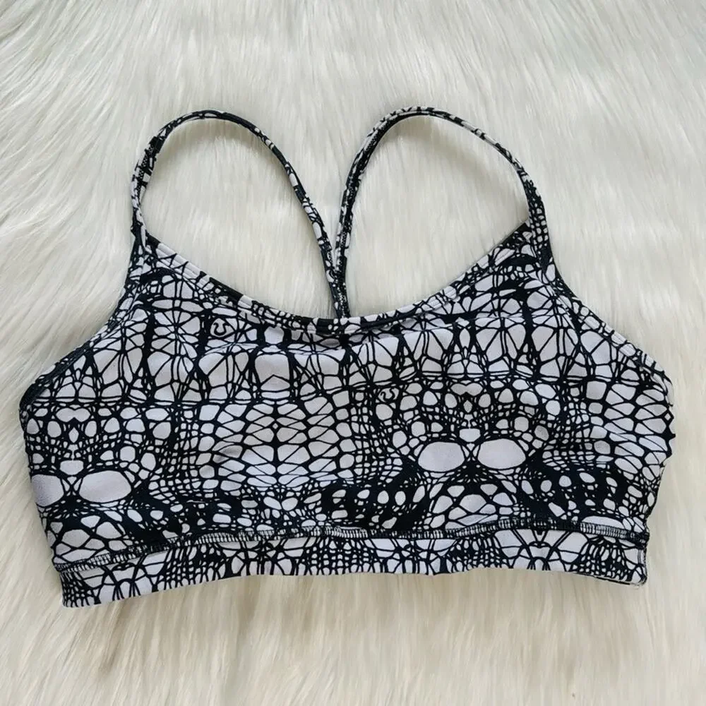 Lululemon Glacier Lace Black and White Flow Y Bra